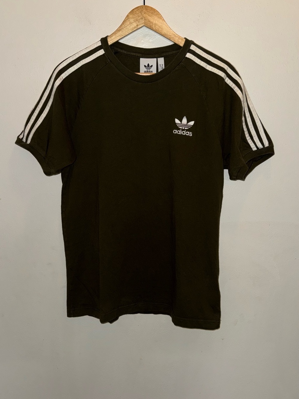 Adidas Ringer T-shirt Three-Stripes and Trefoil Green Men’s Size Medium